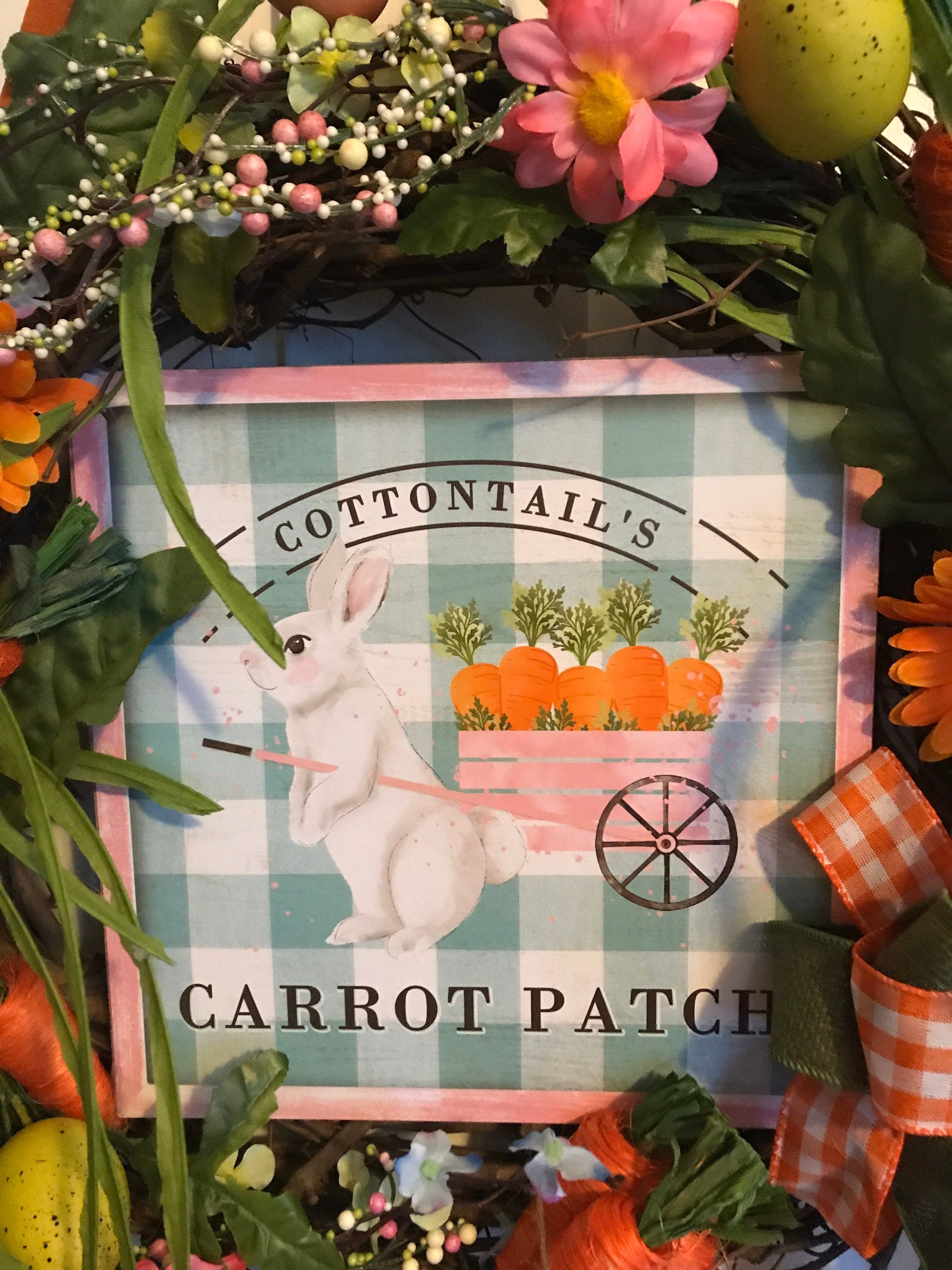 Whispy Carrot Patch Grapevine Wreath