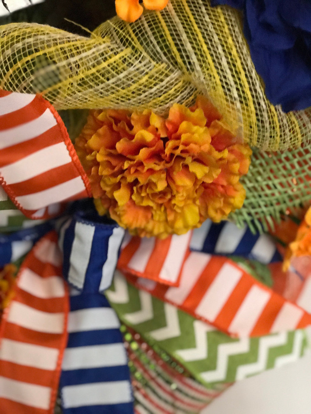 Orange Day of the Dead Mesh Wreath