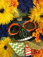 Orange Day of the Dead Mesh Wreath