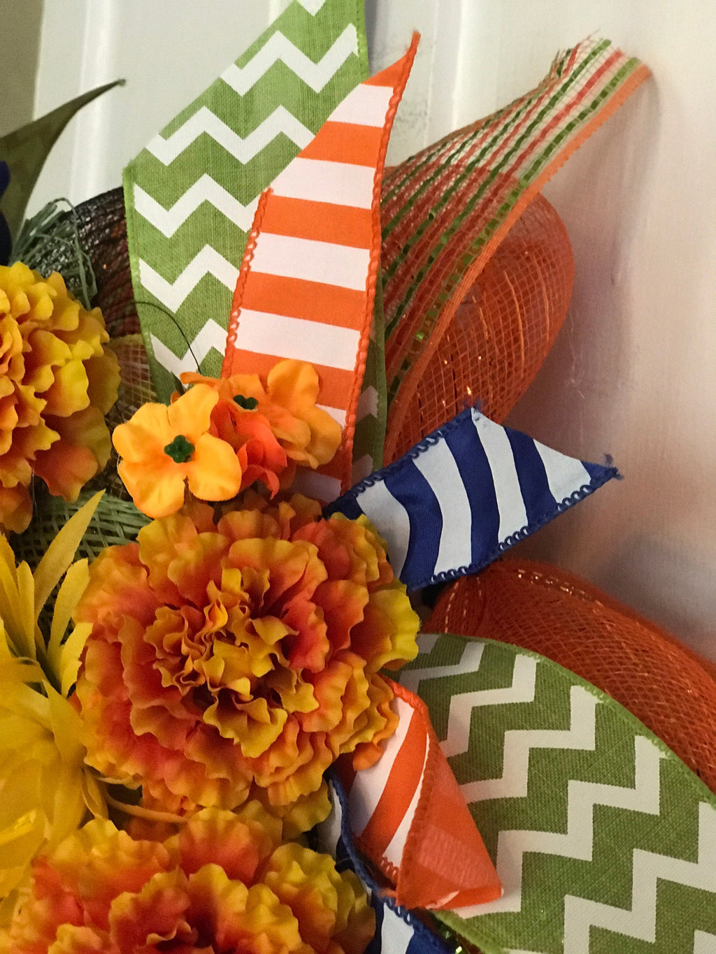 Orange Day of the Dead Mesh Wreath