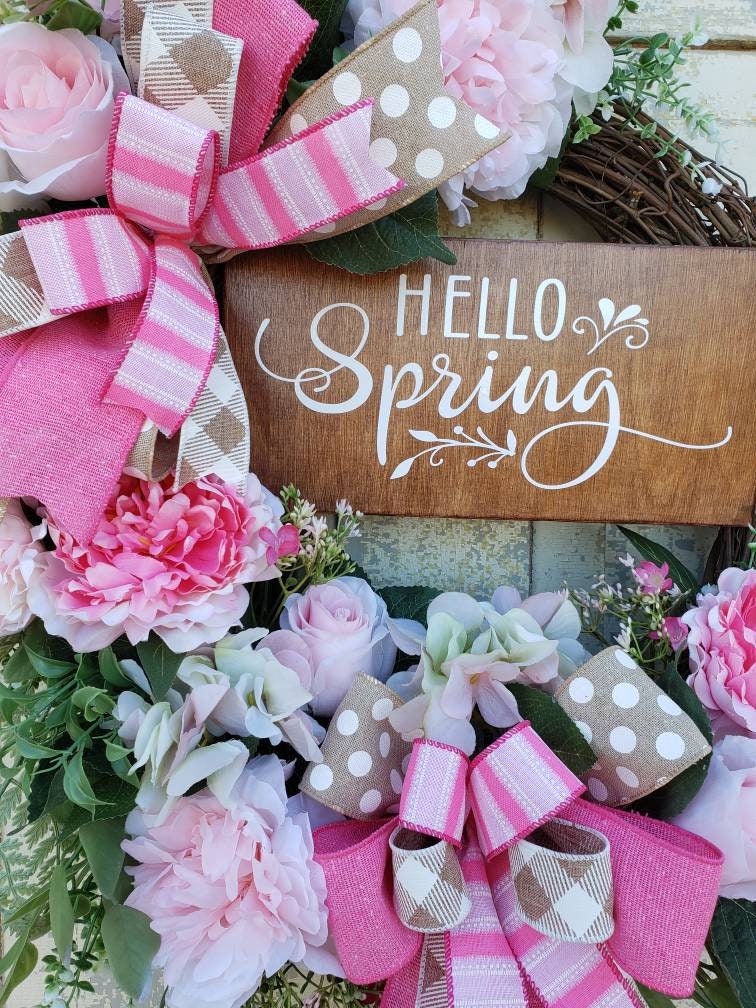 Pink Spring Floral Grapevine Wreath