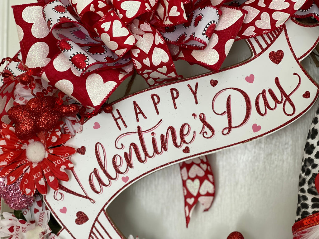 Valentine Leopard Gnome Grapevine Wreath