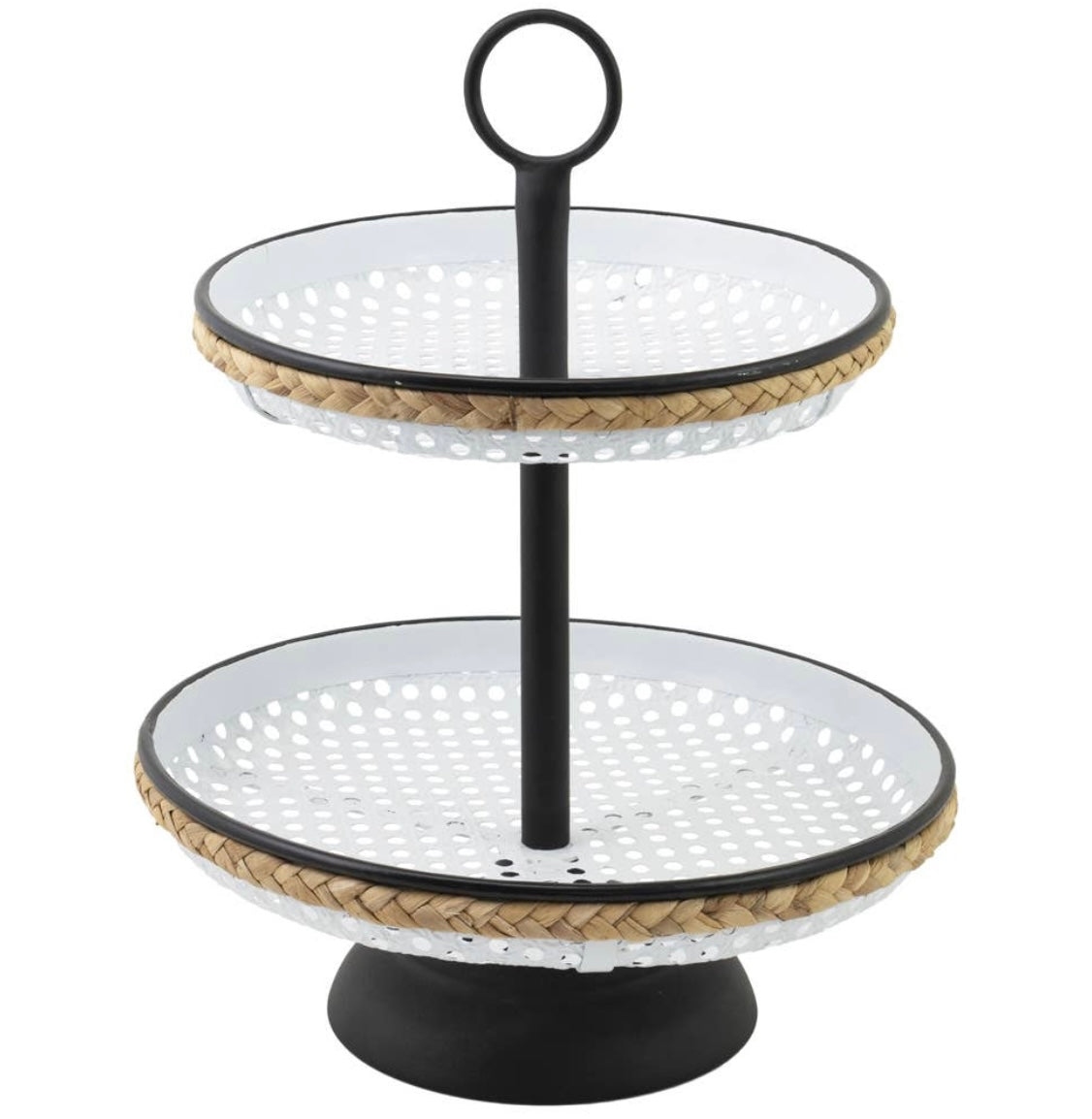 Round White 2 Tier Stand