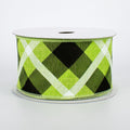 Lime Printed Plaid Ribbon