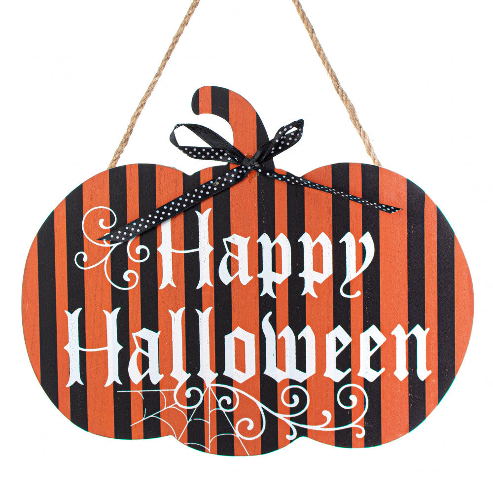 Happy Halloween Wooden Pumpkin Sign