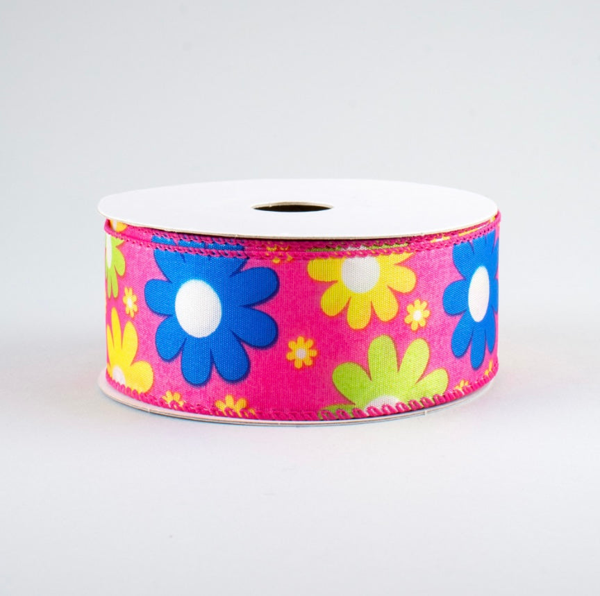 Bright Flowers Ribbon: Fuscia
