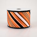 Glittered Satin Diagonal Halloween Stripes Ribbon