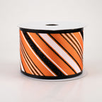 Glittered Satin Diagonal Halloween Stripes Ribbon