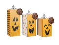 Jack-o-lantern Wood Block Pumpkin with Crystal Knob