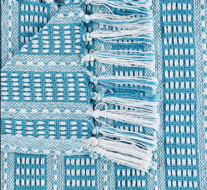 Maui Blue Ridgeline Striped Throw Blanket With Fringe